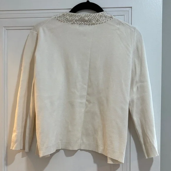 EVIE Ivory Cardigan with Pearl Embellishments - Picture 7 of 8